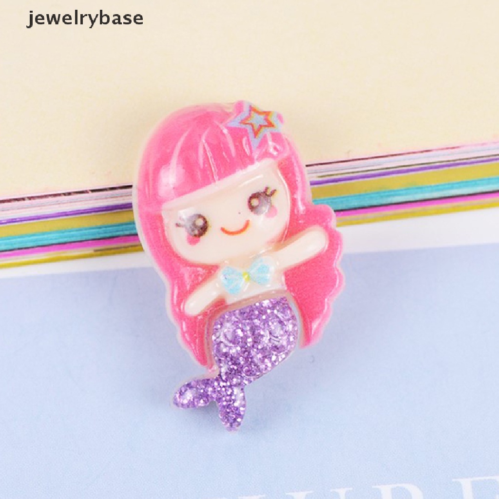 10pcs / lot Cabochon Resin Flatback Desain Kartun Mermaid Kawaii