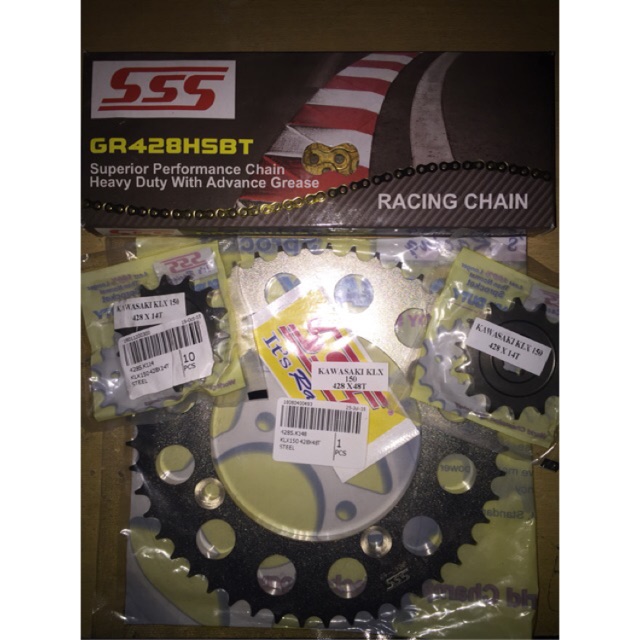 Gear SSS (Set) 428 KLX DTRACKER : Size 12T~15T + 46T~50T + SSS HSBT 140L Gold