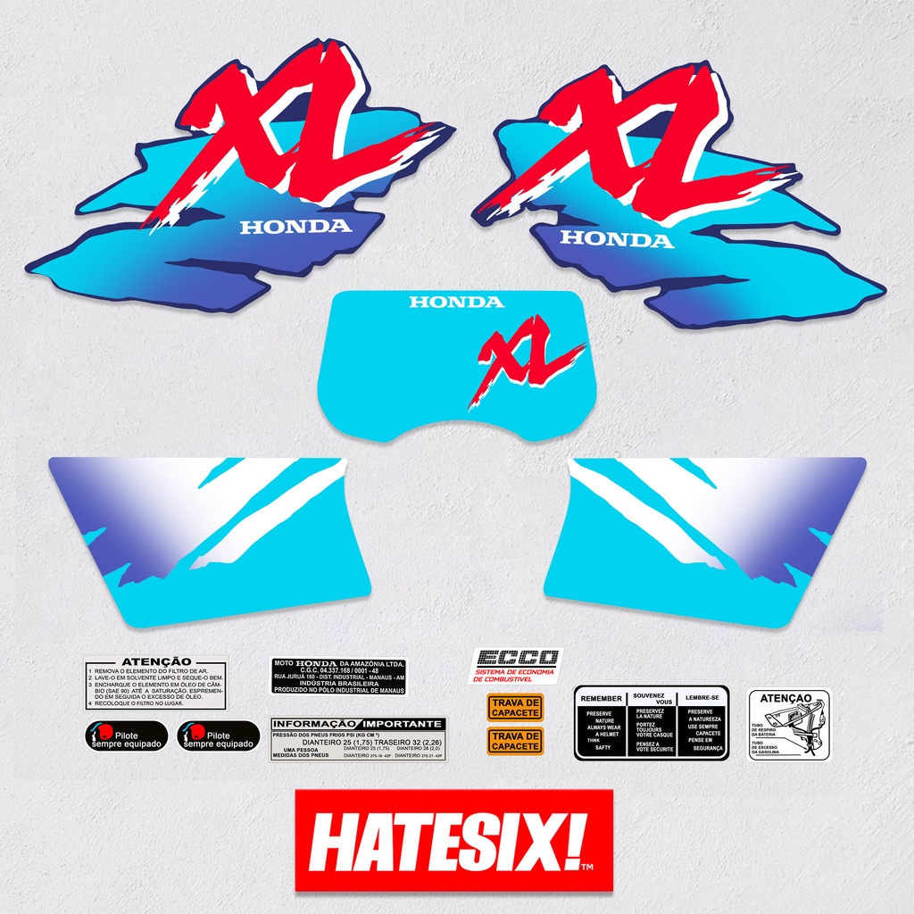 Sticker Decal Honda Xl 185 xl 125 Brasil  1996 Version Hatesix