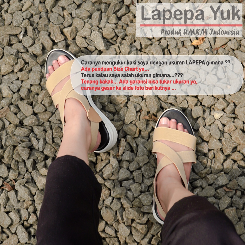 LAPEPA YUK -  Sepatu Sandal Wanita Wedges COSTA Model Ban dua Tali Strap belakang Hak Tinggi Sole 4 cm Spatu Sendal Gunung Cewek  Size 36 37 38 39 40 Warna CREAM Krem Soft Crem Cewe Kekinian Premium Terbaru Shoes Ori Original Mall Official Store Promo