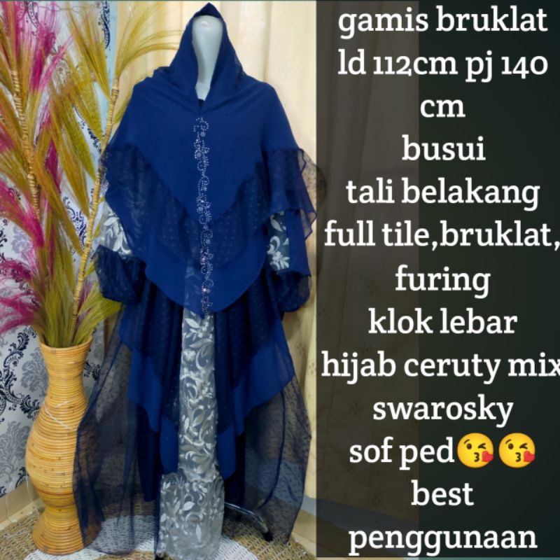 Gamis brukat pesta kondangan set hijab baju brokat terbaru 2021 jumbo bb 80 kg