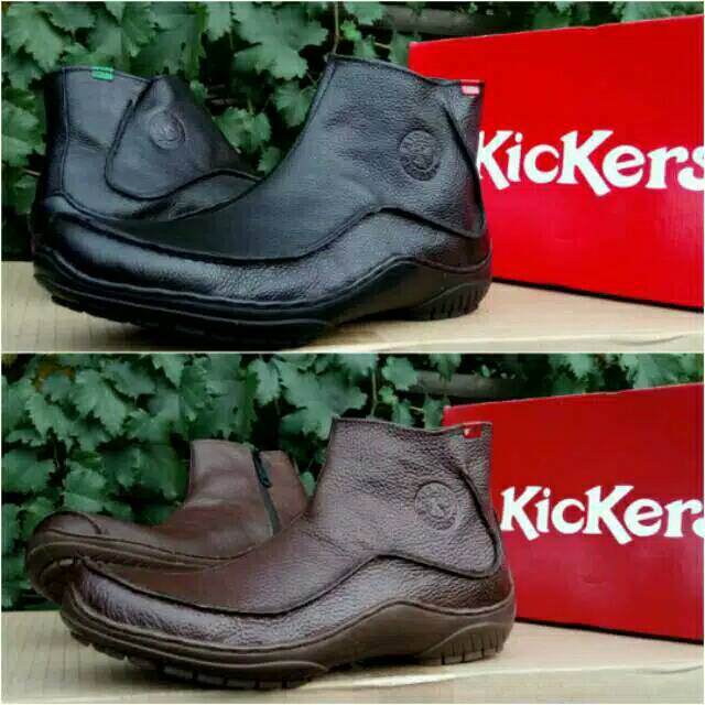Authentic (COD) Sepatu Pria Sepatu Boots Kickers Original Kulit Asli Model Boots Resleting. KR 079