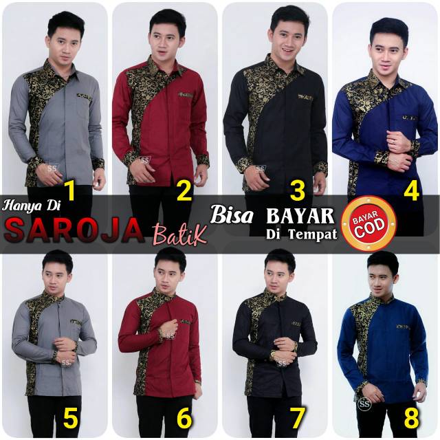 PROMO BIG SALE - KEMEJA  PANJANG KOMBINASI BATIK PRADA MURAH BEST SELER M L XL BAJU COWOK SERAGAM