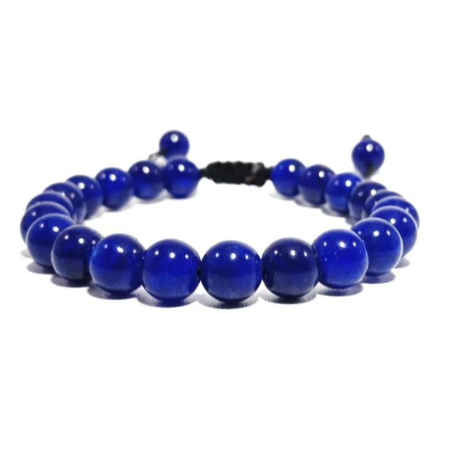 Gelang Batu Blue Jade Kristal Diameter 8 Mm Model Tali Serut Buat Pria Dan Wanita Tampil Beda