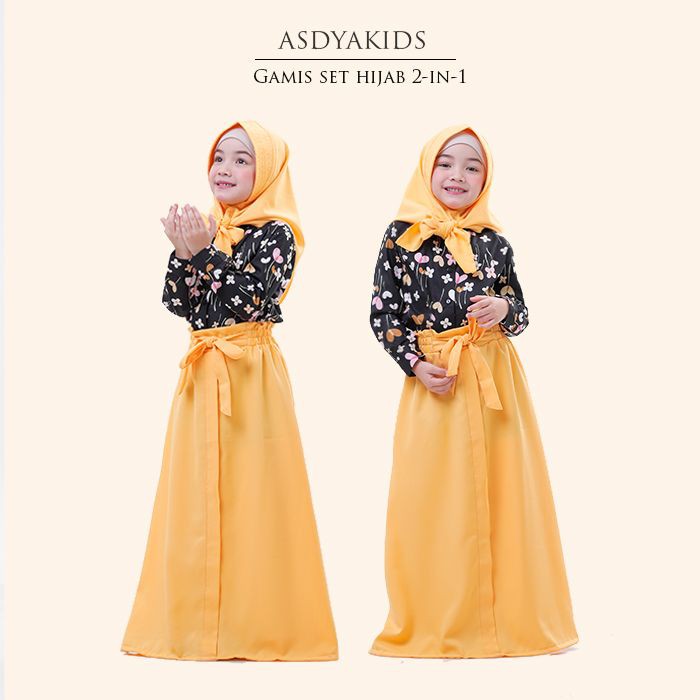 Setelan Baju Muslimah Anak Atasan Hitam Set Rok