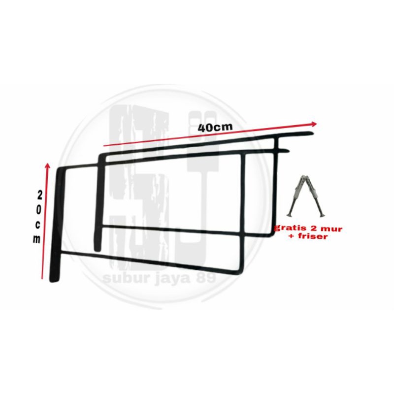 RAK BESI SIKU AMBALAN DINDING 40X20