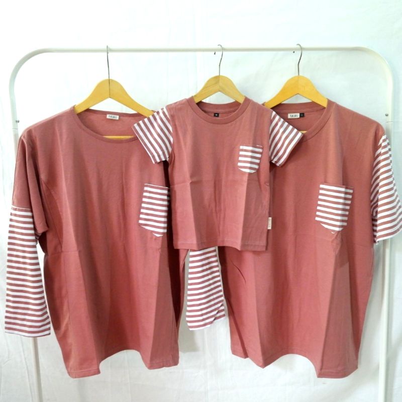 TUKUBUU - Mixi Dusty Rose Family Set / Kaos Busui Colorblock / Kaos Anak Colorblock