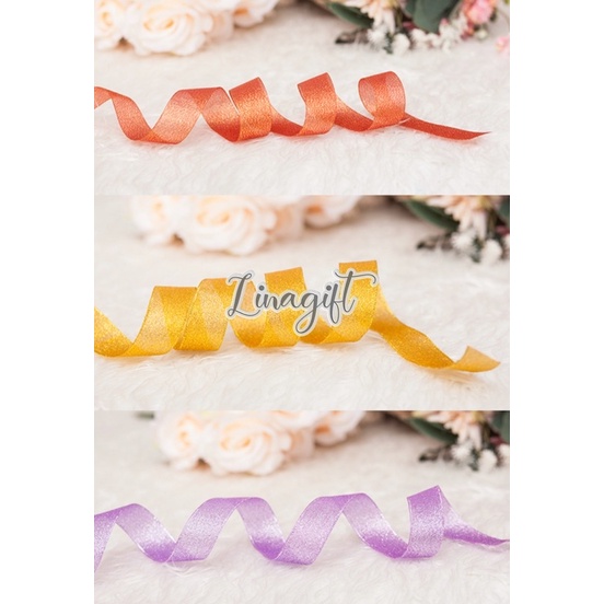 ( 3 Meter ) PITA METALLIC GLITTER  1 IN ( 2.5 CM ) - PITA METALIK GLITER 1 INCH HIASAN KADO NATAL / PARCEL / HAMPERS / SOUVENIR GOODIEBAG RIBBON METALIK GLITER MERAH HIJAU BIRU UNGU / RED PINK BLUE PURPLE BLACK