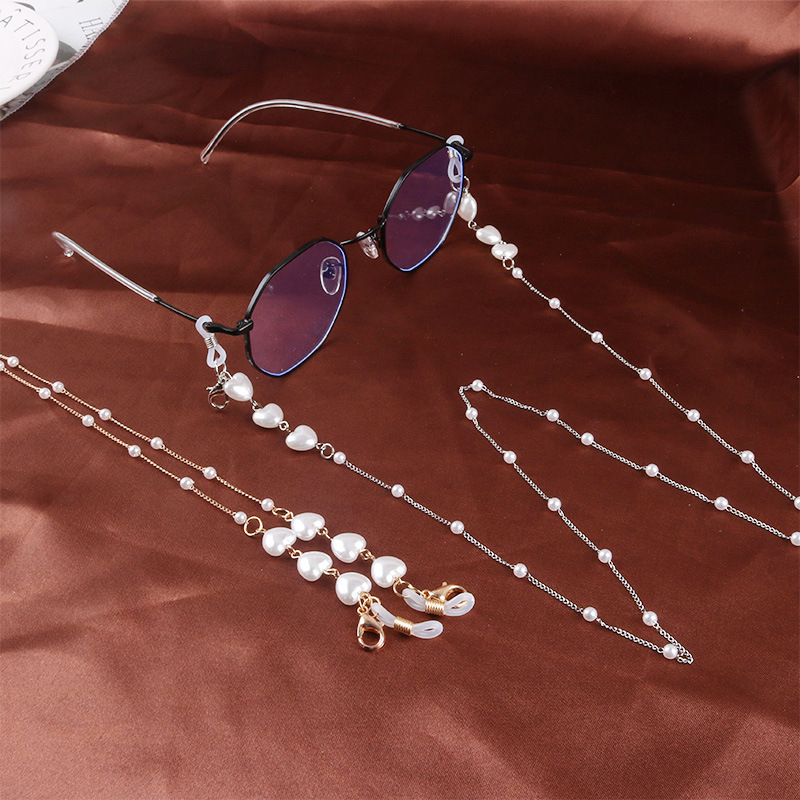 Glasses Chain Hanging Neck Mask Anti-lost Rope Dual Purpose Pearl Lanyard 75cm