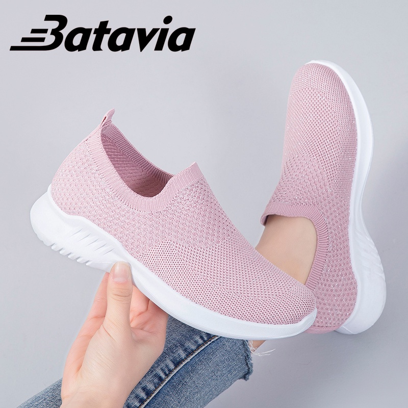 Batavia Sepatu olahraga impor premium perempuan terbaru rajut adem antislip antiaus sepatu lari anak perempuan A121 A15 A16-A16 PINK