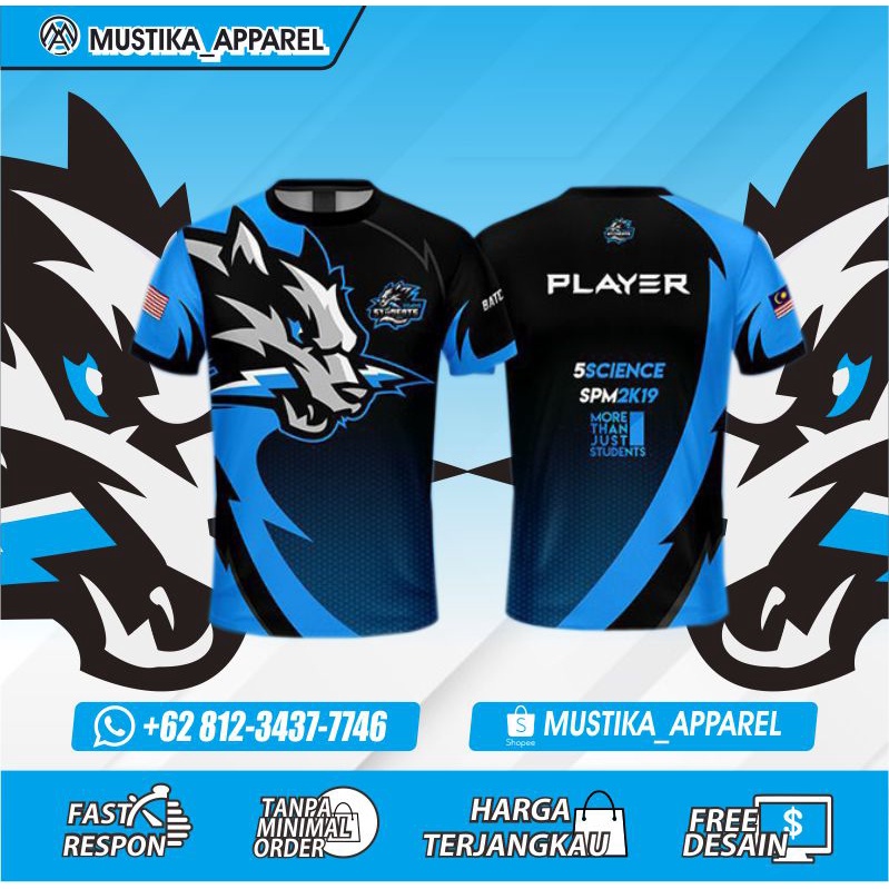 BAJU JERSEY GAMING ML / FF TERBARU 2021 KAOS GAMING CUSTOM FF, ML, COD, PUBG MURAH FREE NICK NAME