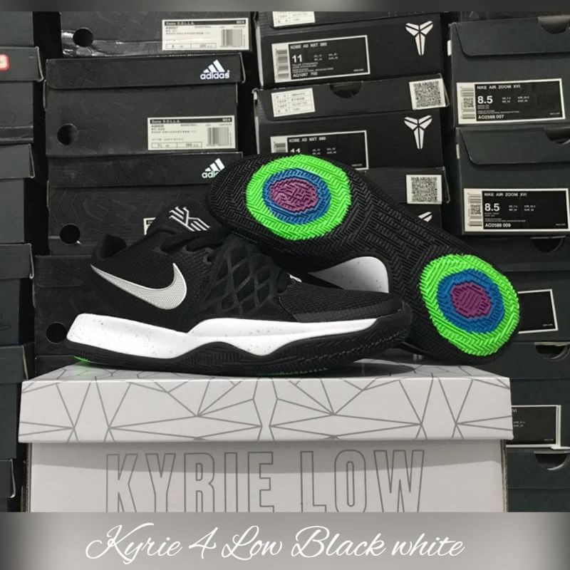 kyrie 4 low black and white