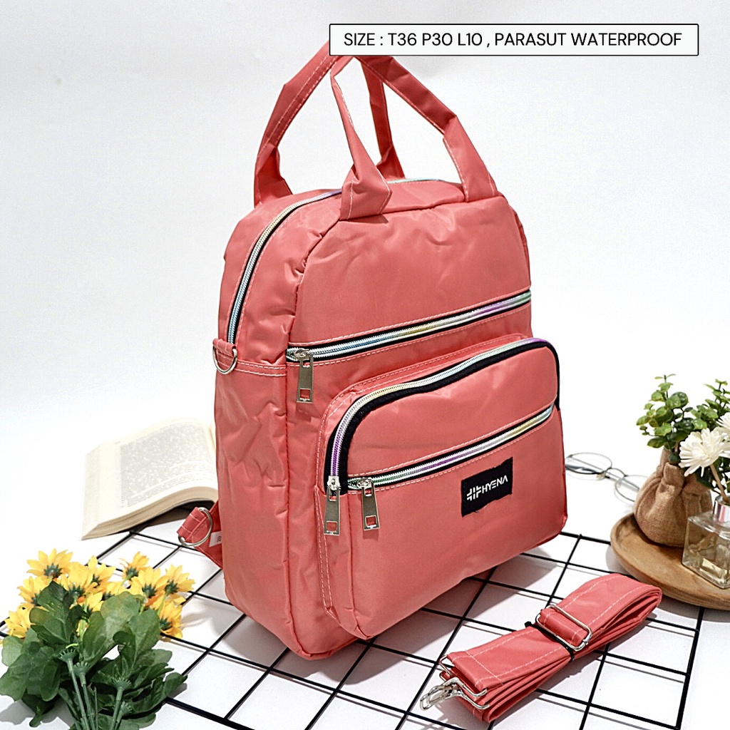 Tas Ransel 3 in 1, Ada 2 Tali Bisa Ransel Bisa Slempang Muat Leptop 14 in, Cocok Buat Kerja tas punggung parasut anti air