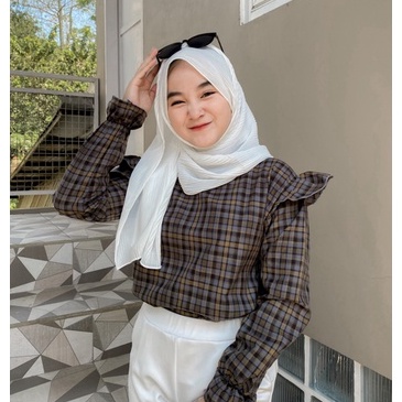 YUNA BLOUSE TARTAN "" 10 VARIAN WARNA "" FASHION KOREAN ATASAN WANITA