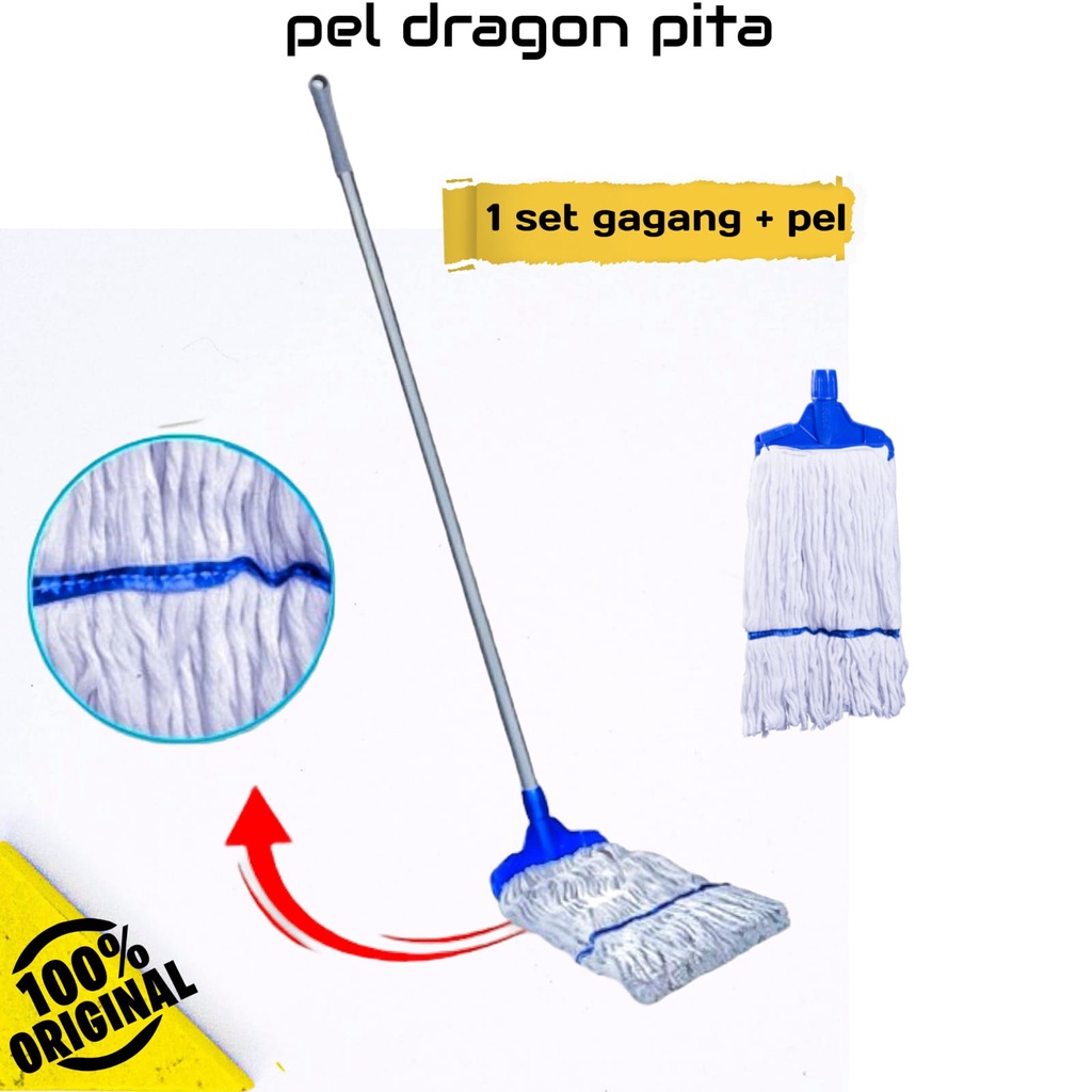 PEL LANTAI GAGANG BESI ALUMUNIUM MOP GAGANG MURAH -  KAIN PEL MURAH / PEL LANTAI SUMBU DRAGON PITA