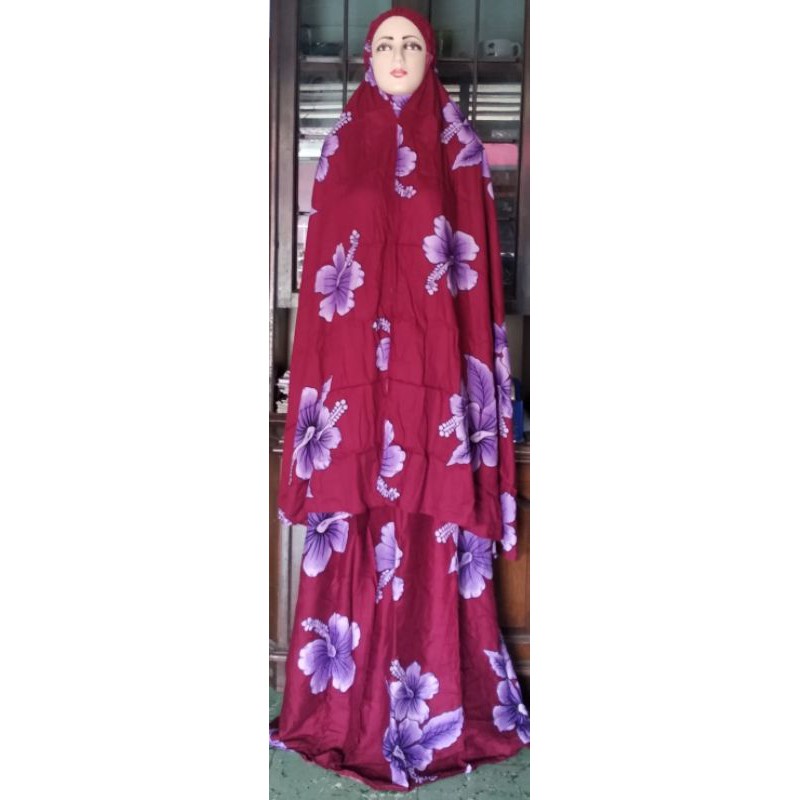 Mukena rayon bali jumbo motif bunga sepatu