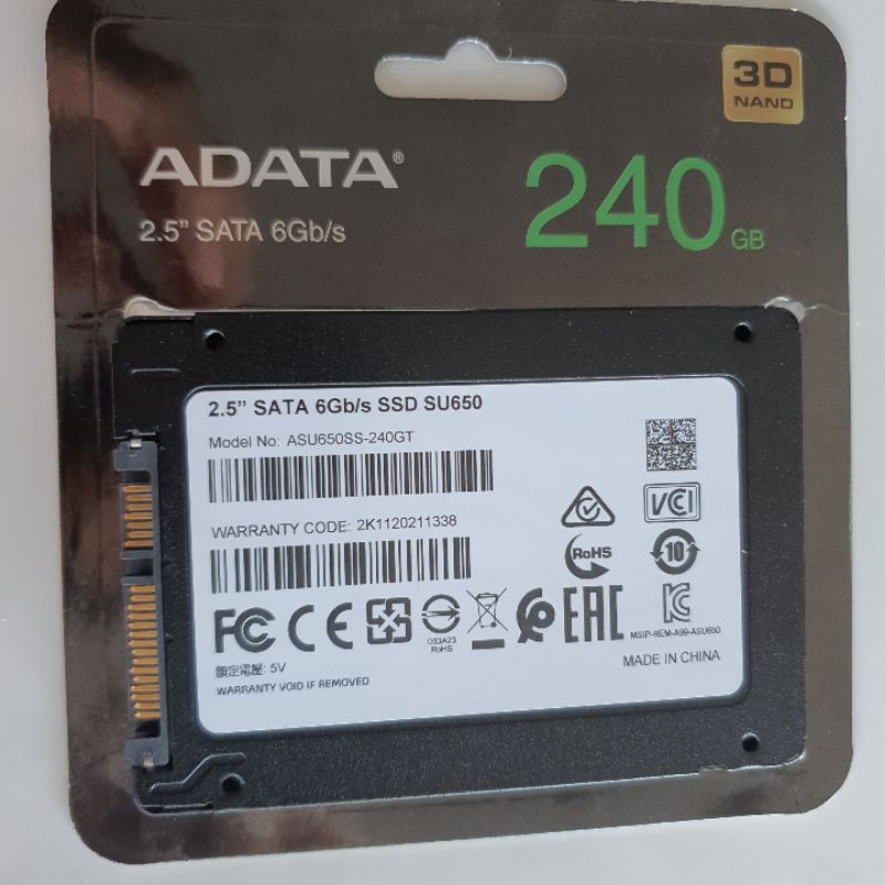 HARDDISK SSD 240GB SSD ADATA 240GB SU650 SATA3 RESMI ORIGINAL