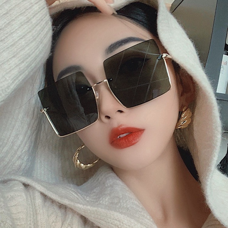 Kacamata Wanita Fashion Oversize Frameless Tanpa Bingkai Sunglasses