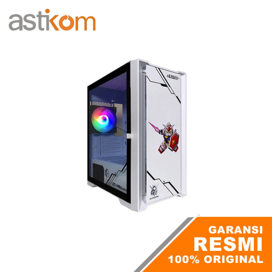 Casing PC Cube Gaming Gundam Edition M-ATX Free 1 Fan Rainbow