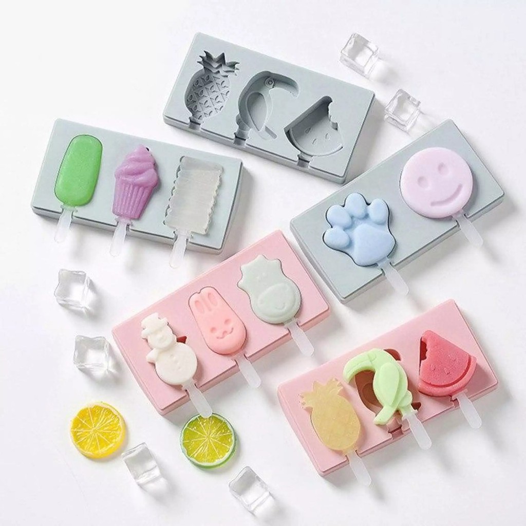 Cetakan Es Krim Silikon Ice Cream Silicone Stik Popsicle Cetakan Coklat Pudding Jelly Karakter Lucu BPA FREE