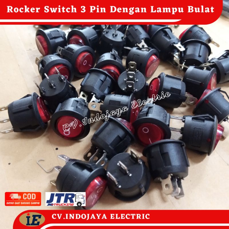 Rocker Switch 3 Pin Dengan Lampu Bulat