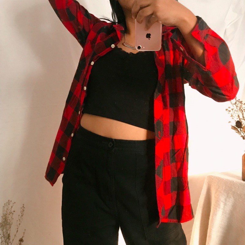 black and red plaid shirt