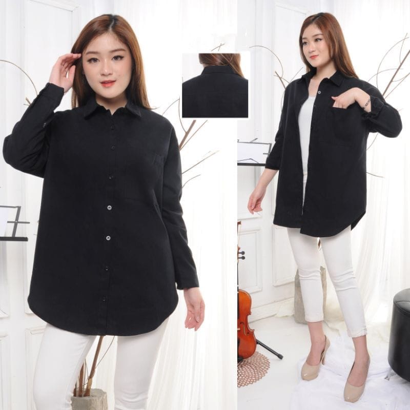 KEMEJA TUNIK POLOS  OVERSIZE BAHAN SHAKILA