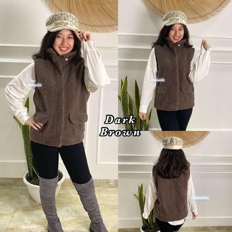 Fur vest import Maya rompi hangat wanita gunung korea style korean tebal bulu winter musim dingin