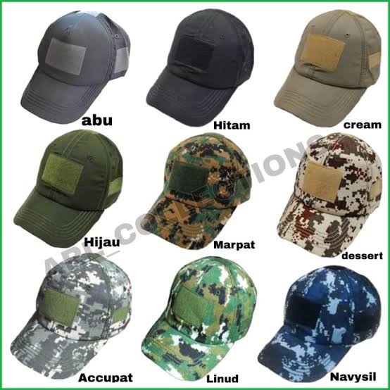 TOPI PRIA TOPI TACTICAL VELCRO ARMY