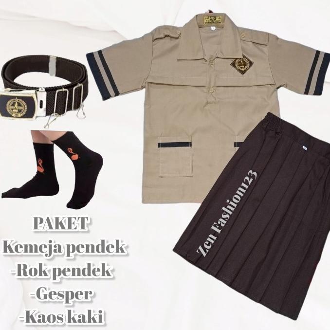 Seragam SD Pramuka Siaga Baju Pendek Rok Pendek Lengkap SD