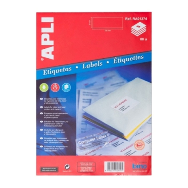 

[Stationery] APLI Label White Paper 105 X 37MM 80 unit RA01274