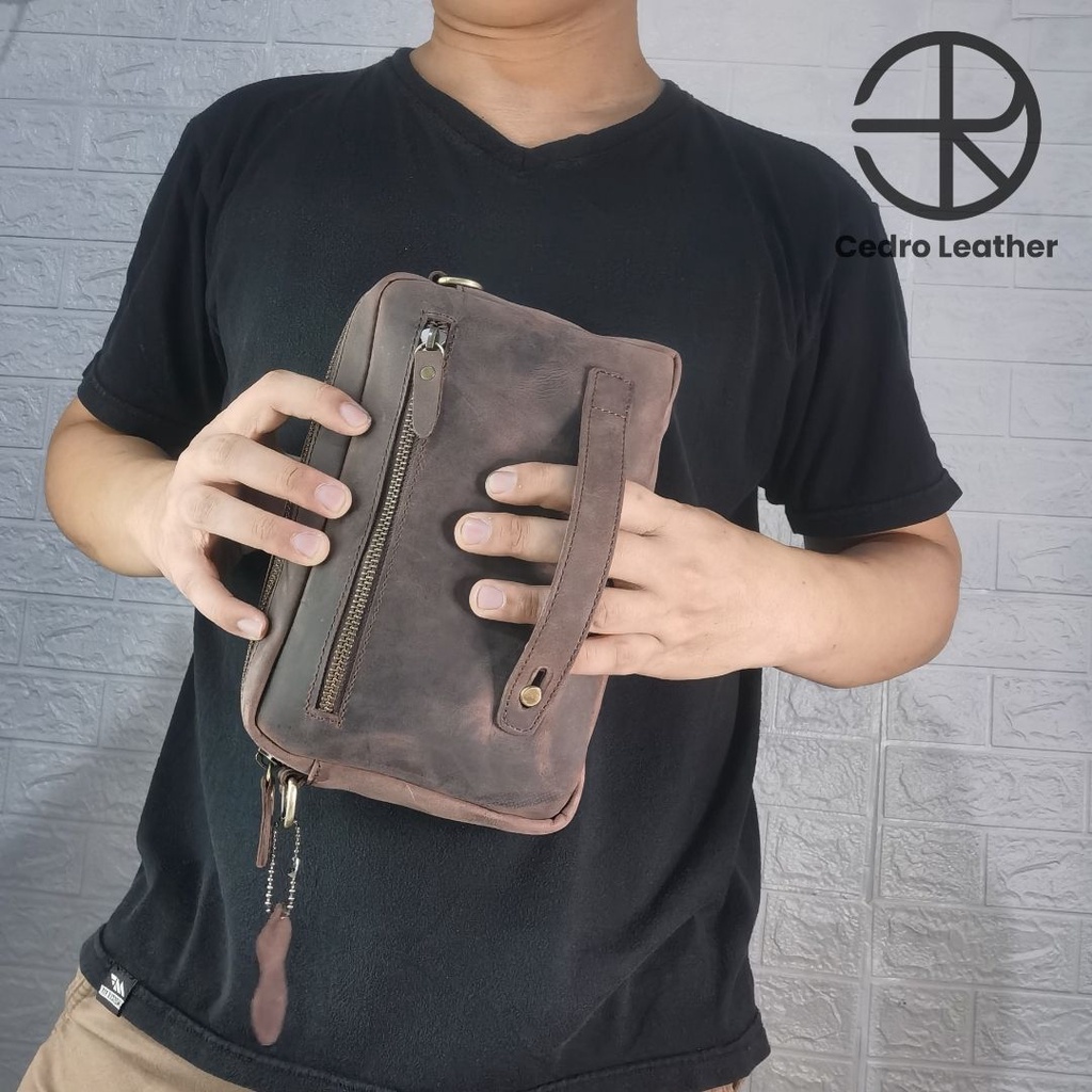 Tas selempang kulit asli 2 in 1 Handbag Free tambah Nama atau logo