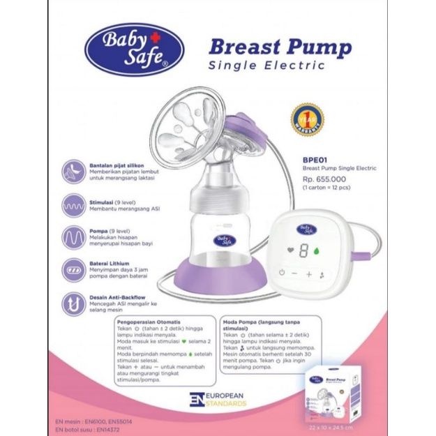 BABY SAFE Single Electric Breastpump Pompa ASI Elektrik Babysafe