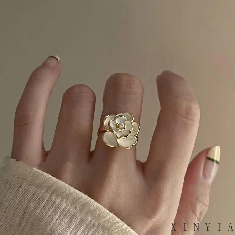 【COD】Cincin Jari Telunjuk Desain Bunga Putih Gaya Vintage Perancis Cincin Model Terbuka