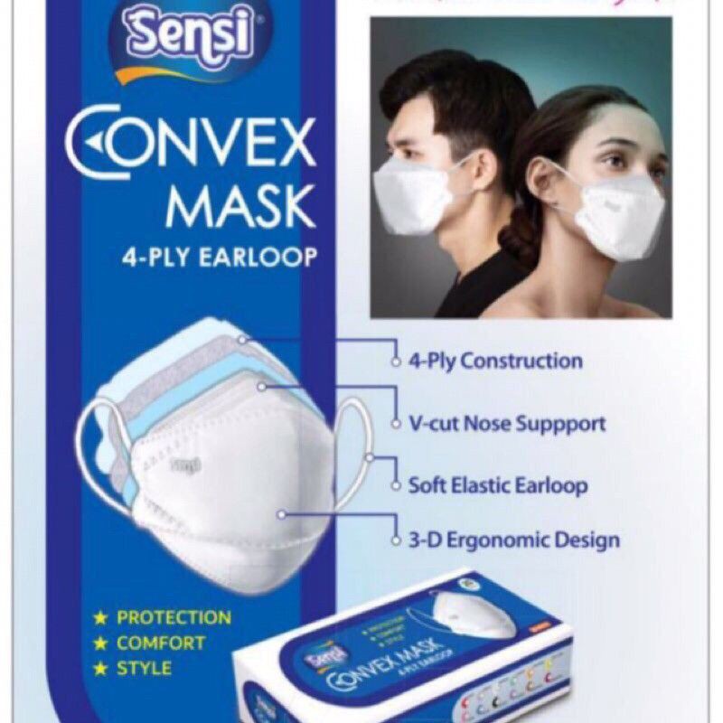 Masker Sensi Convex Mask 4-Ply Earloop kemasan box