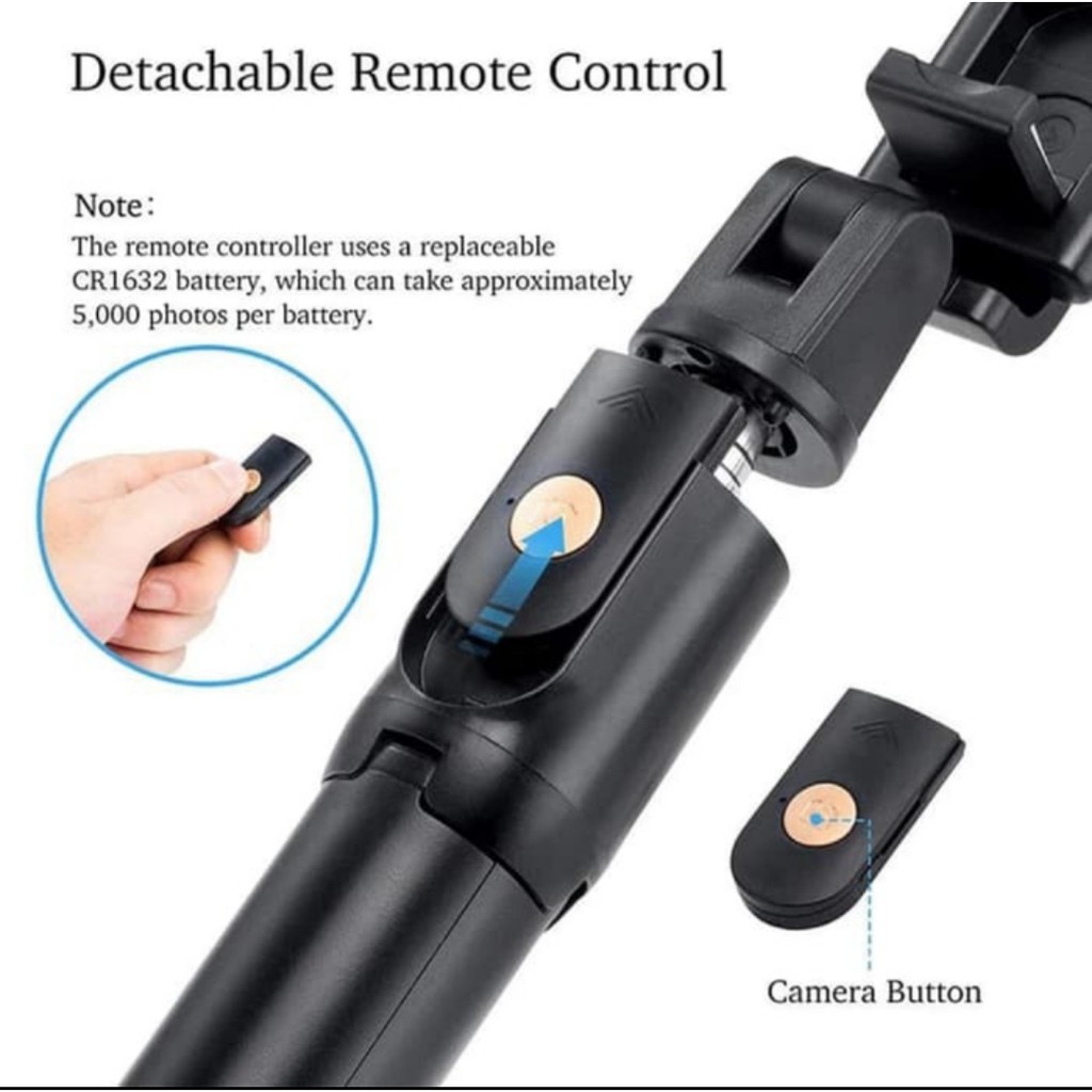 K07 Mini Tripod StandingTongsis Selfie Stick Remote Bluetooth Shutter