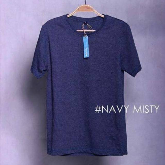 BAJU KAOS POLOS NAVY MISTY LENGAN PENDEK COTTON COMBED 30S 