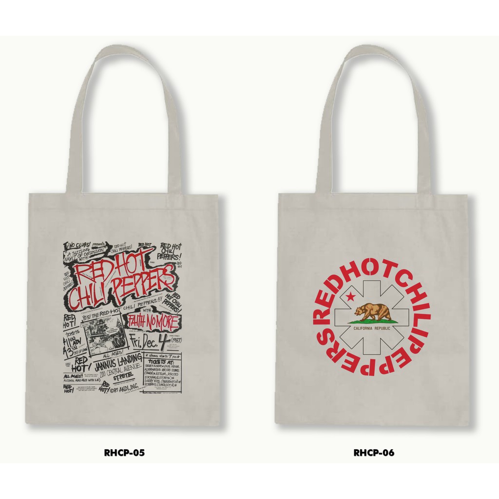 Tas Tote Bag Resleting Kanvas/Blacu  - Rhcp/Red Hot Chili Peppers