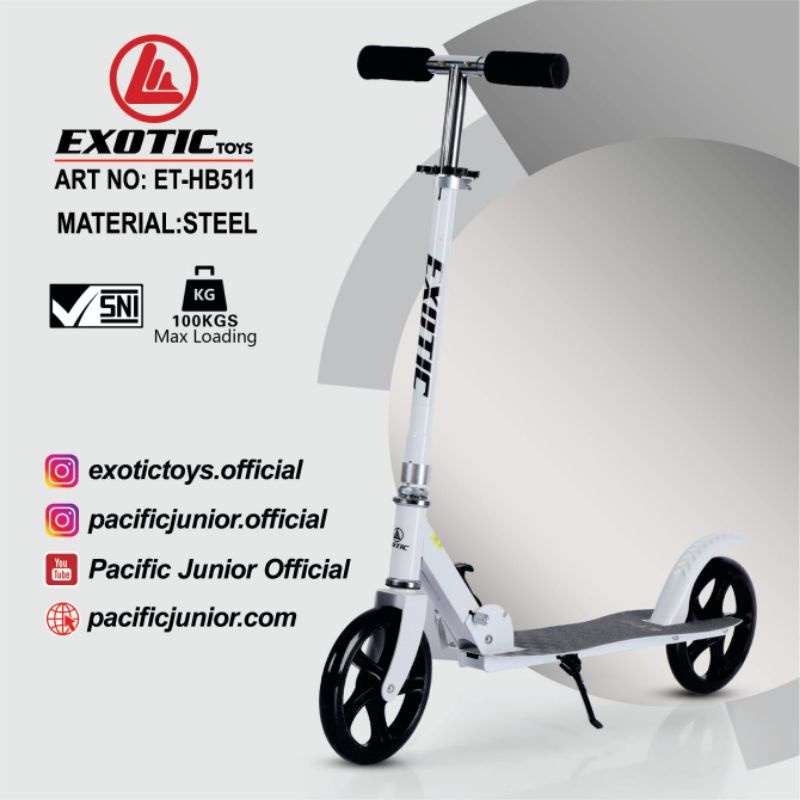 Scooter EXOTIC ET HB 511 Skuter Manual Otoped Anak Dewasa Max Beban Hingga 100 Kg Roda Besar