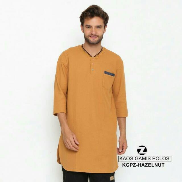 BAJU KAOS GAMIS CASUAL ZAYIDAN POLOS - HASELNUT