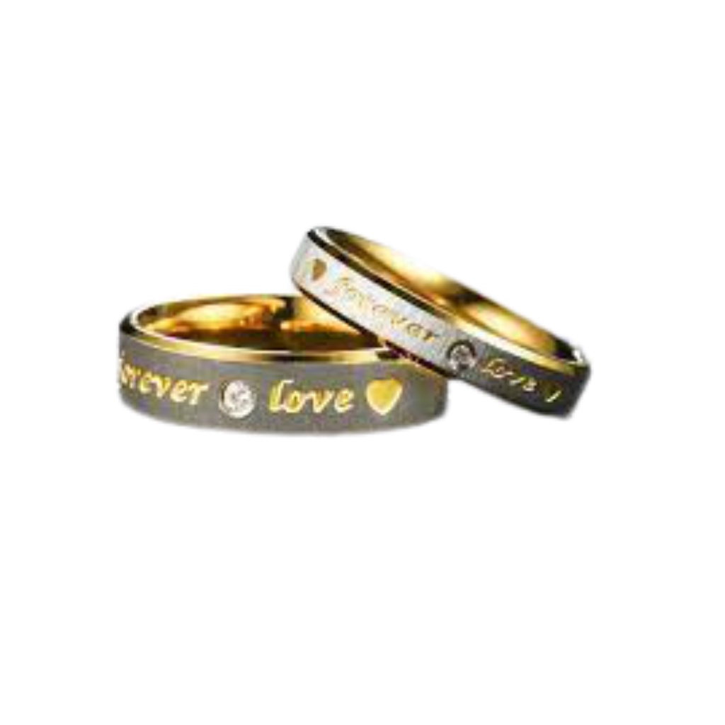 CINCIN Titanium Pria Wanita Titanium LOVE  DAPAT 2 PCS Cincin Cinta Cincin Pasangan Kekasih Cincin  Pernikahan