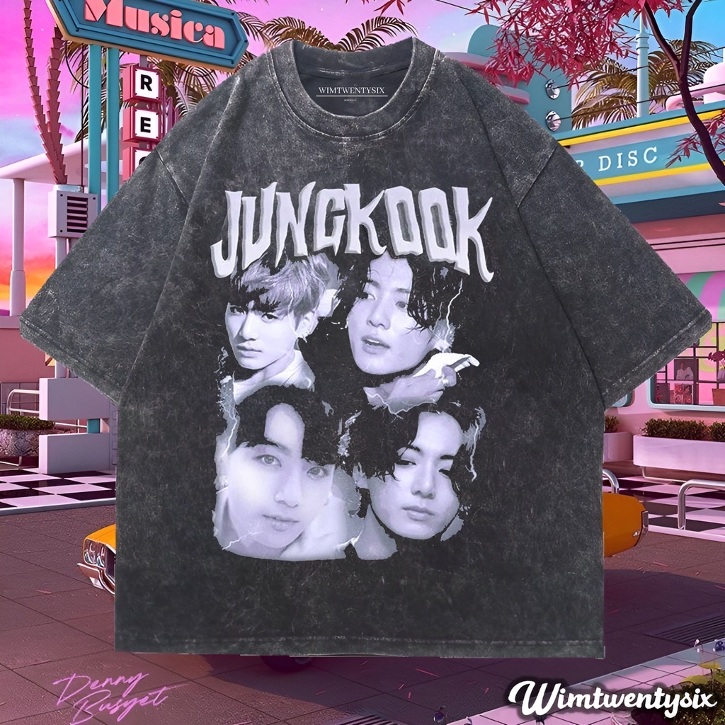 KAOS BTS JUNGKOOK FAKE LOVE WASHING VINTAGE TEE (OVERSIZE WASHED T-SHIRT)