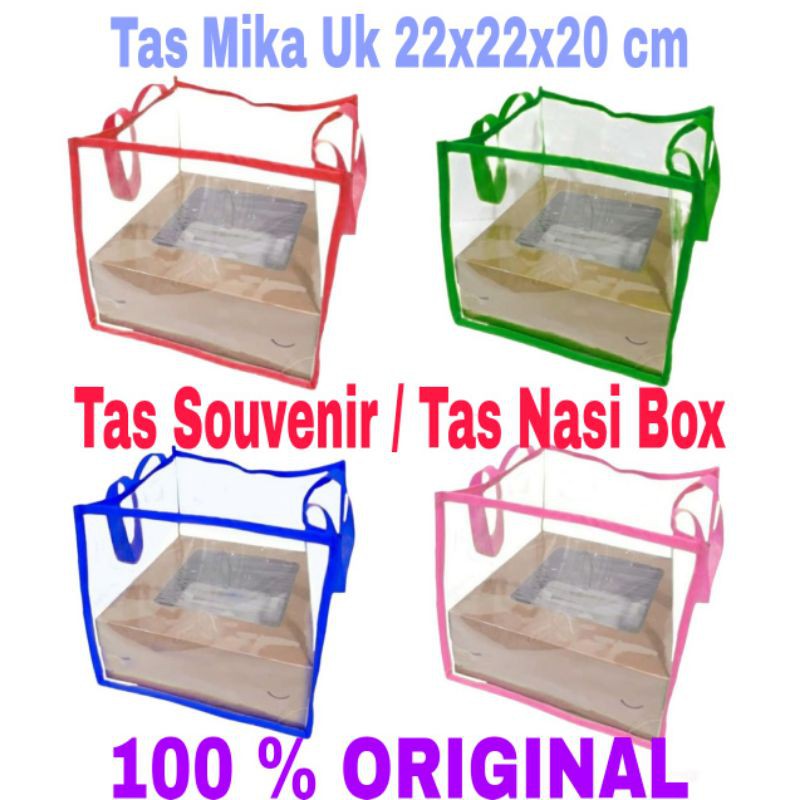 

Tas Mika / Tas Nasi Box / Goodie Bag Transparan Uk 22x22x20cm