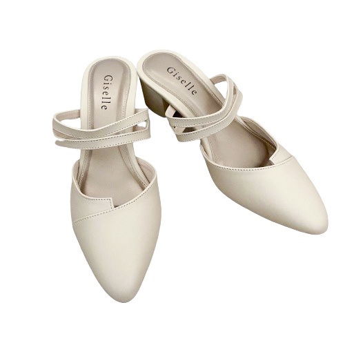 Giselle Colls - Althea Slip on Heels Wanita 5 cm-Cream