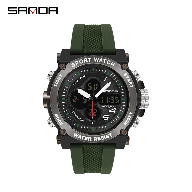 SANDA 3107 Jam Tangan Pria Digital Analog Sport Shockproof Tali Rubber Anti air WATCHKITE WKOS