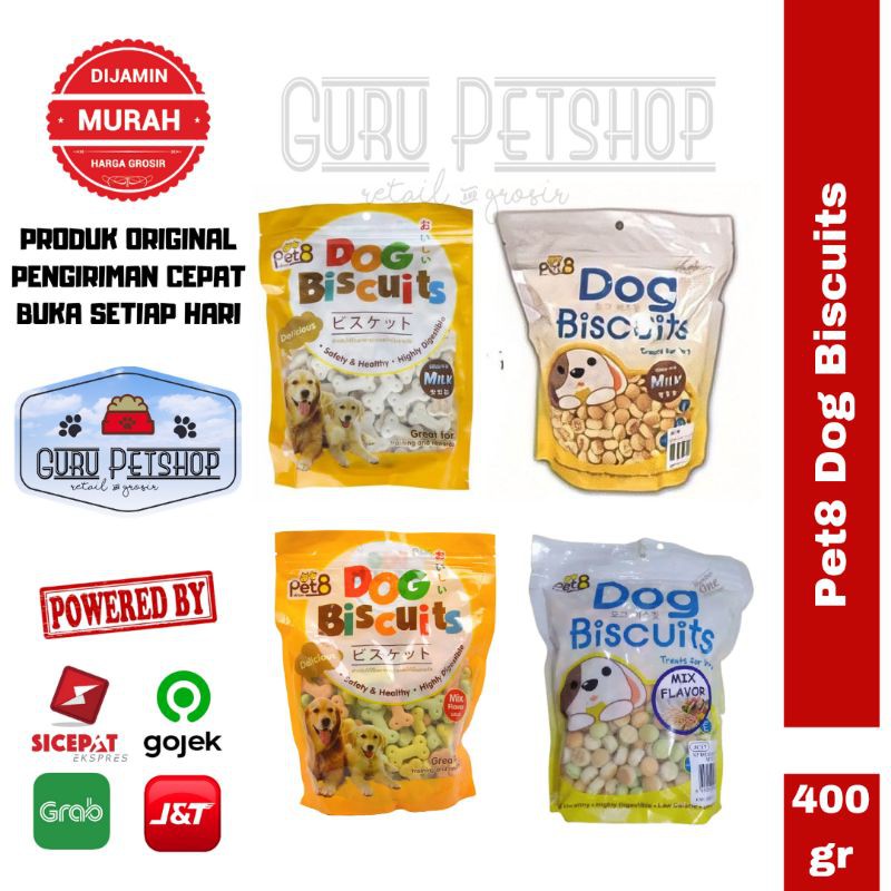 Pet8 Dog Biscuits 350gr-400gr / Snack Treat Biskuit Anjing / Cemilan Anjing