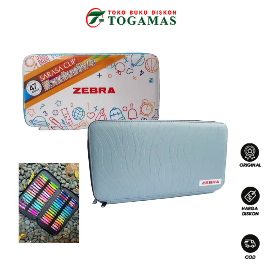 

READY STOCK !! BALLPEN PULPEN BOLLPOINT SARASA CLIP ZEBRA EXCLUSIVE SET (ISI 47 COLORS) POUCH ZEBRA