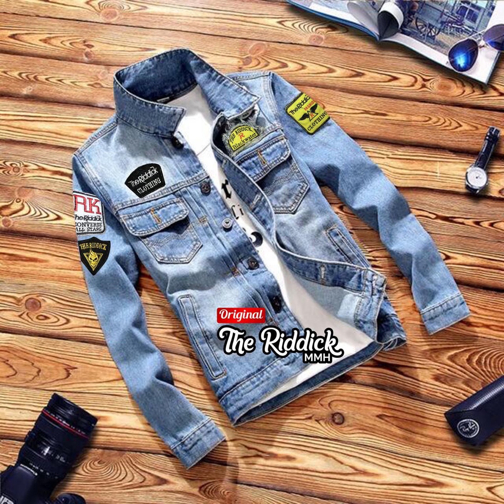 JAKET JEANS PRIA BORDIR EMBLEM JACKET JEANS COWO DISTRO DENIM ORIGINAL /UKURAN; L XL  [COD]