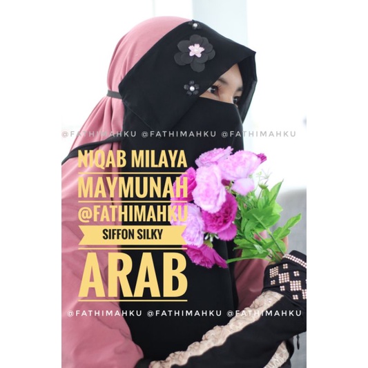 Cadar Poni Milaya Bunga/Niqab Poni Terbaru/Cadar Niqab Murah
