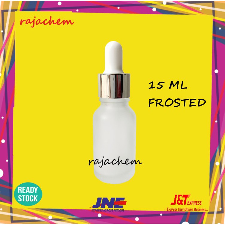 Botol Pipet Kaca Frosted 15 ML Ring Silver Putih